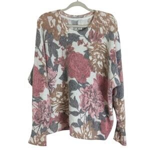 Joie Super Soft Big Floral Cottagecore Print Pullover Sweater Women's 1X